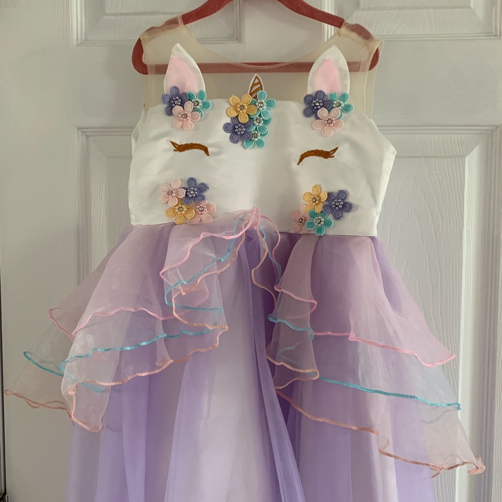Girls Unicorn Dress with Unicorn Horn headband NWT